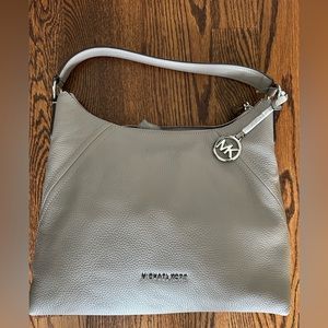 NWT Michael Kors Aria Large Shoulder Bag - pearl grey